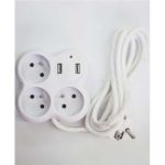 Rallonge Multiprises 3 trous et 2 port USB+câble Android