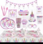 Kit de 56 pièces d'anniversaire Licorne - 6 Enfants