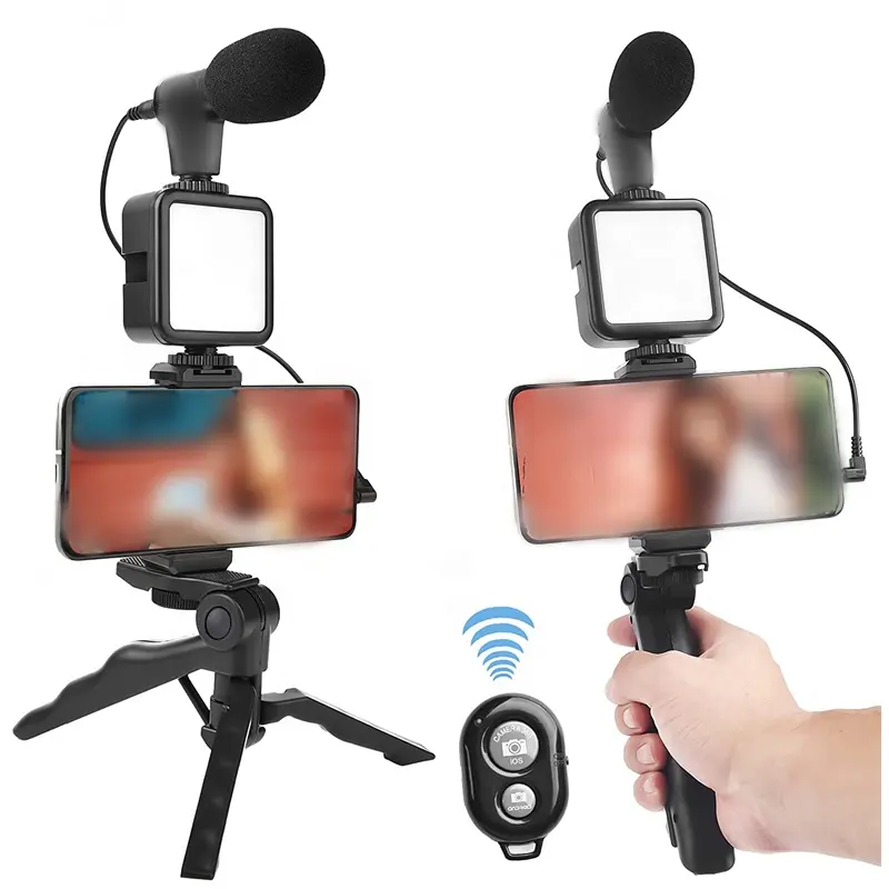 Support Selfie de téléphonie 3 en 1, avec Lumière et microphone