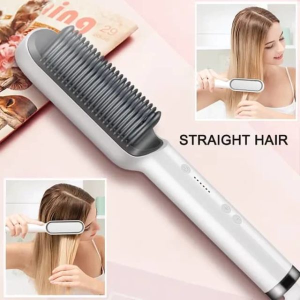 Lisseur Cheveux Céramique - Peigne Chauffant Professionnel