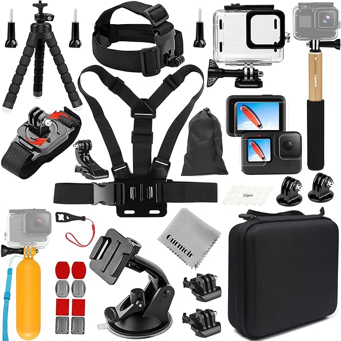Kit complet d'accessoires Gurmoir avec boîtier étanche pour la caméra Go Pro  Hero 12/11/10/9 – Kevajo