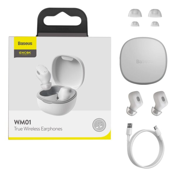 Écouteurs intra-auriculaires sans fil Bluetooth 5.3 Baseus Encok WM01 TWS NGTW240002 – Blanc