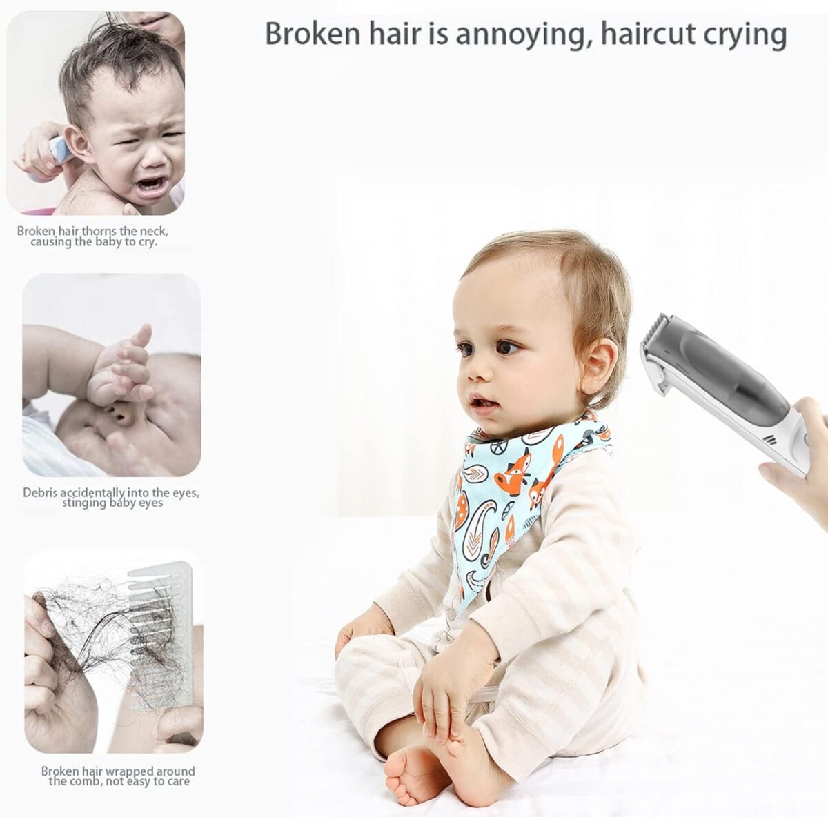 Tondeuse à cheveux à aspirateur étanche ultra silencieuse pour enfants – Image 5