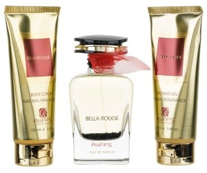 Riiffs Coffret Cadeau Bella Rouge, Eau De Parfum 100ml + Gel Douche 100ml + Lait Pour Le Corps 100ml