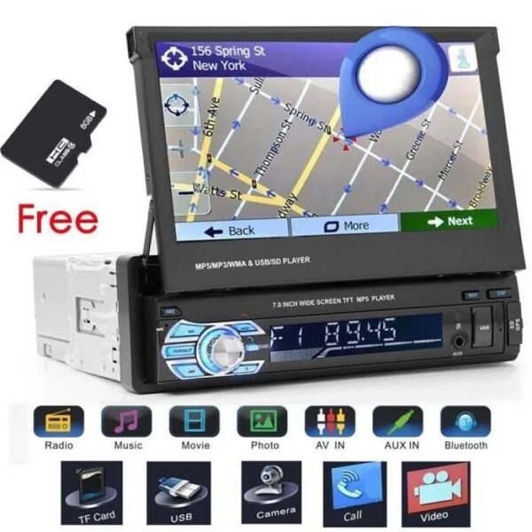 Poste Auto Radio avec écran 7 pouces rétractable - Bluetooth/USB