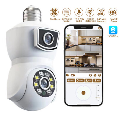 Caméra IP WiFi HD 1080P à double objectif, sans fil, pour extérieur et Intérieur