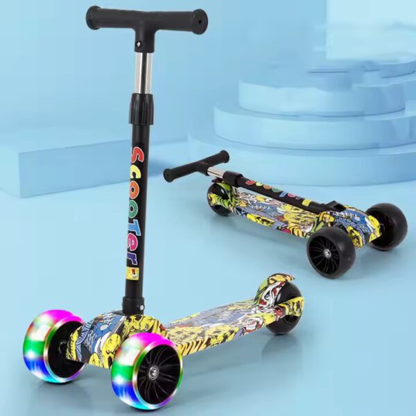 Trottinette lumineux 3 roues réglables pour enfant - Multicolore
