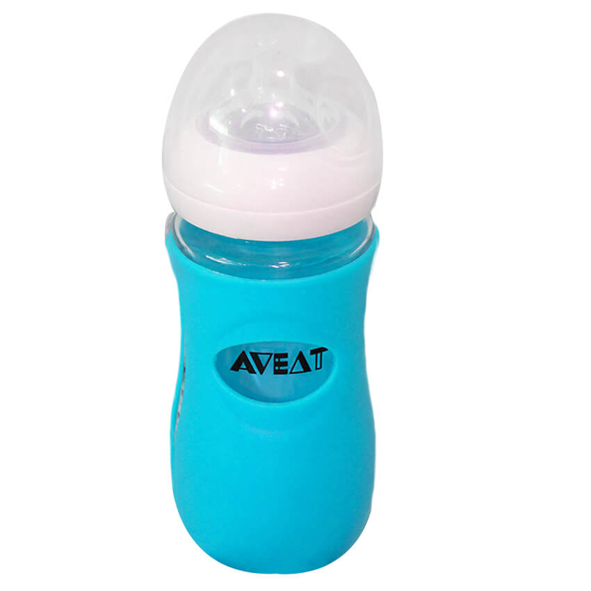 Biberon naturel avec protège 220 ml - Bleu – Image 1