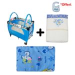 Kit de 3 pièces - Berceau + Matelas + 3 Serviettes pour bébé - Bleu