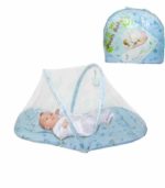 Lit pliable portable pour nouveau-né avec moustiquaire - Bleu