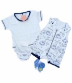 Ensemble vêtement pour bébé 0 à 12 mois - Kit 4 pièces - Bleu/Blanc
