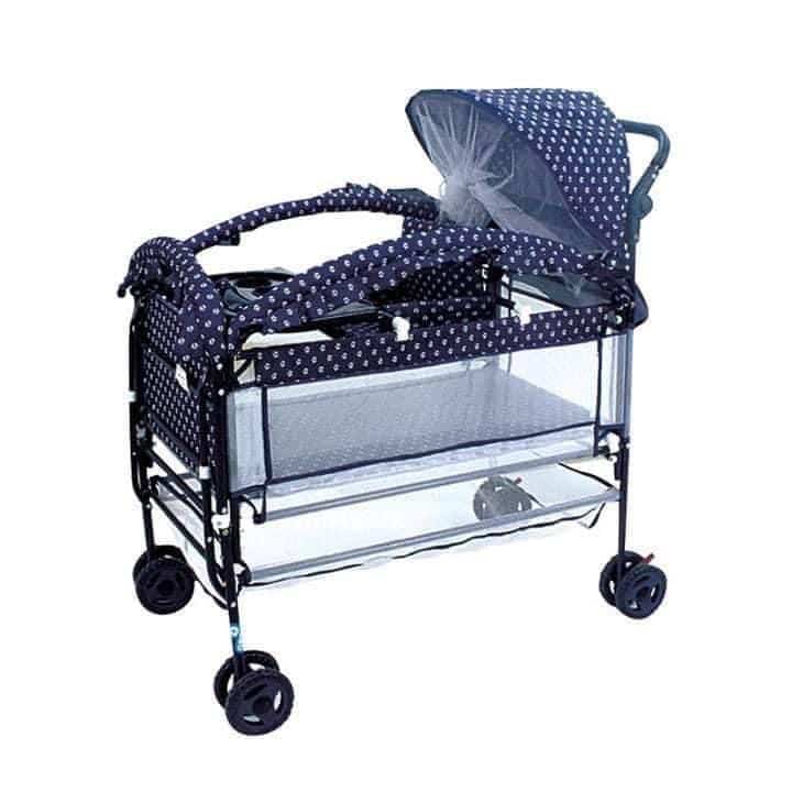 Berceau avec table à langer en ionox - Bleu – Image 1