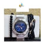 Ensemble Homme Montre + Bracelet - Gris/Bleu
