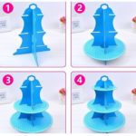 3 Niveaux Présentoir Pliable Pour Petits Gâteaux - Bleu – Image 3