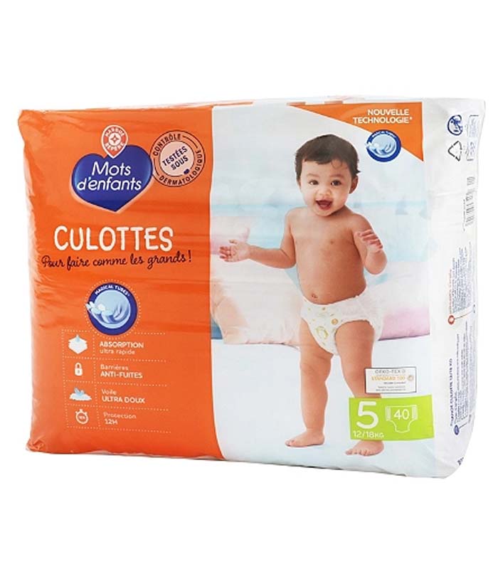 Couches Culottes T5 (12-18 Kg) – Mots d'Enfants – 40 Couches – Kevajo