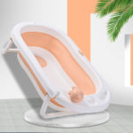 Baignoire pliable avec accessoires pour bébé - Orange Clair – Image 2