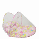 Lit pliable portable pour nouveau-né avec moustiquaire - Rose