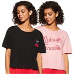 T-shirt Femme Regular Fit (Lot de 2) - Eden & Ivy - Rose/Noir