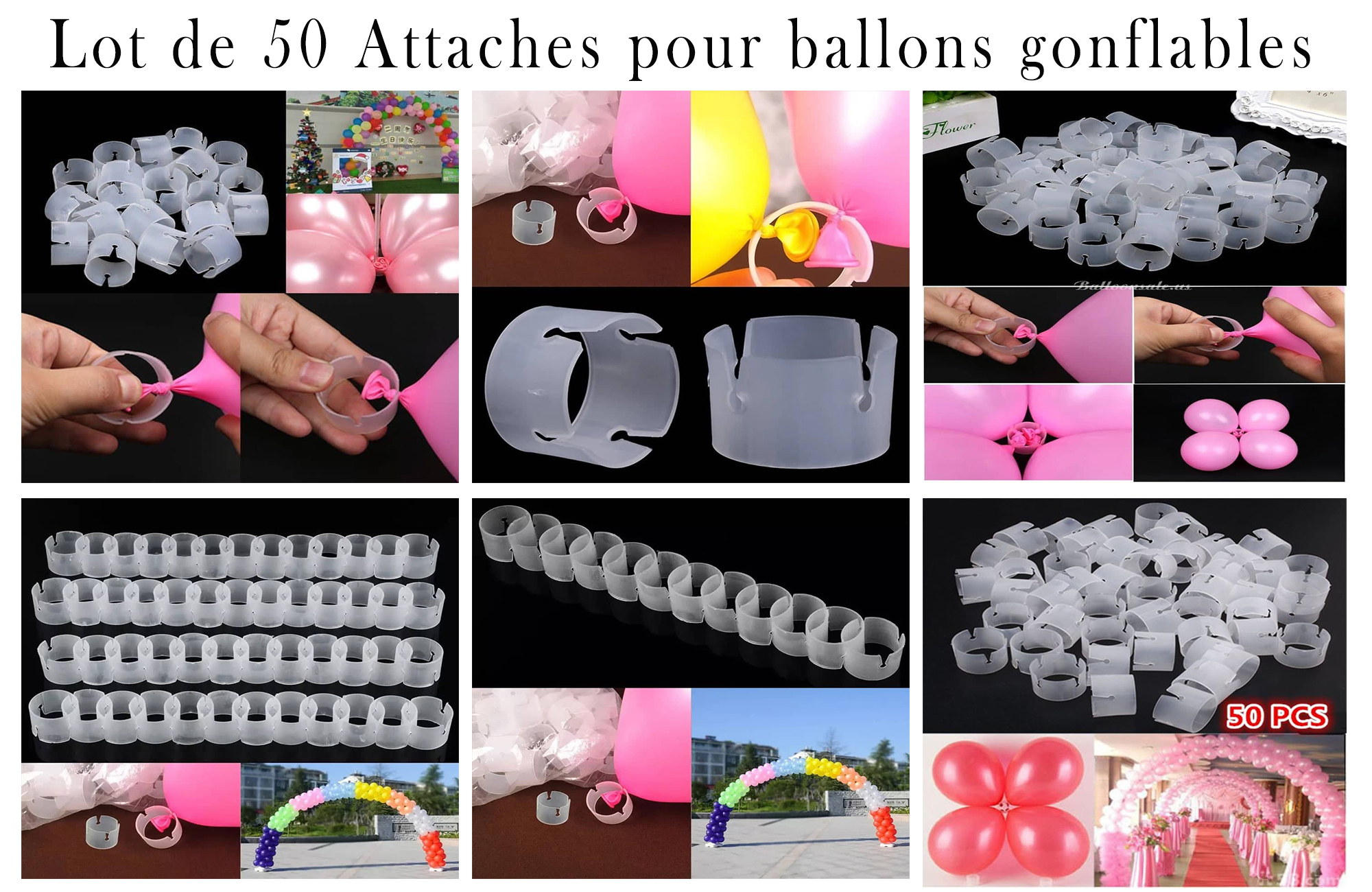 Lot De 50 Attaches Pour Ballons Gonflables – Image 1