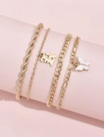 Bracelet de cheville avec papillon - 4 pièces – Image 4