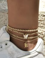 Bracelet de cheville avec papillon - 4 pièces