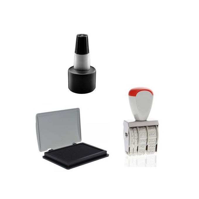 Ensemble Tampon Dateur - Encrier + Encre noir – Image 1