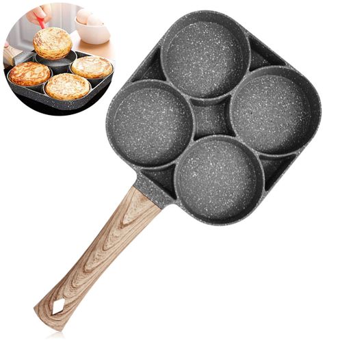Zerodis Poêle à Omelette 4 Trous, Poele a Pancakes Poele 4 trous Induction  Poêles à Frire Antiadhésives en Aluminium pour Petit-déjeuner Sain pour