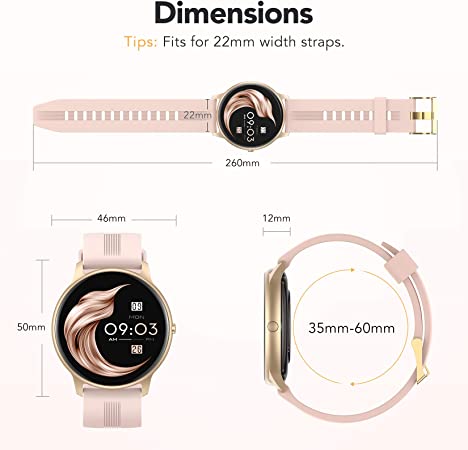 AGPTEK Montre Connectée Femme Smartwatch Bluetooth 5.0 Tracker d