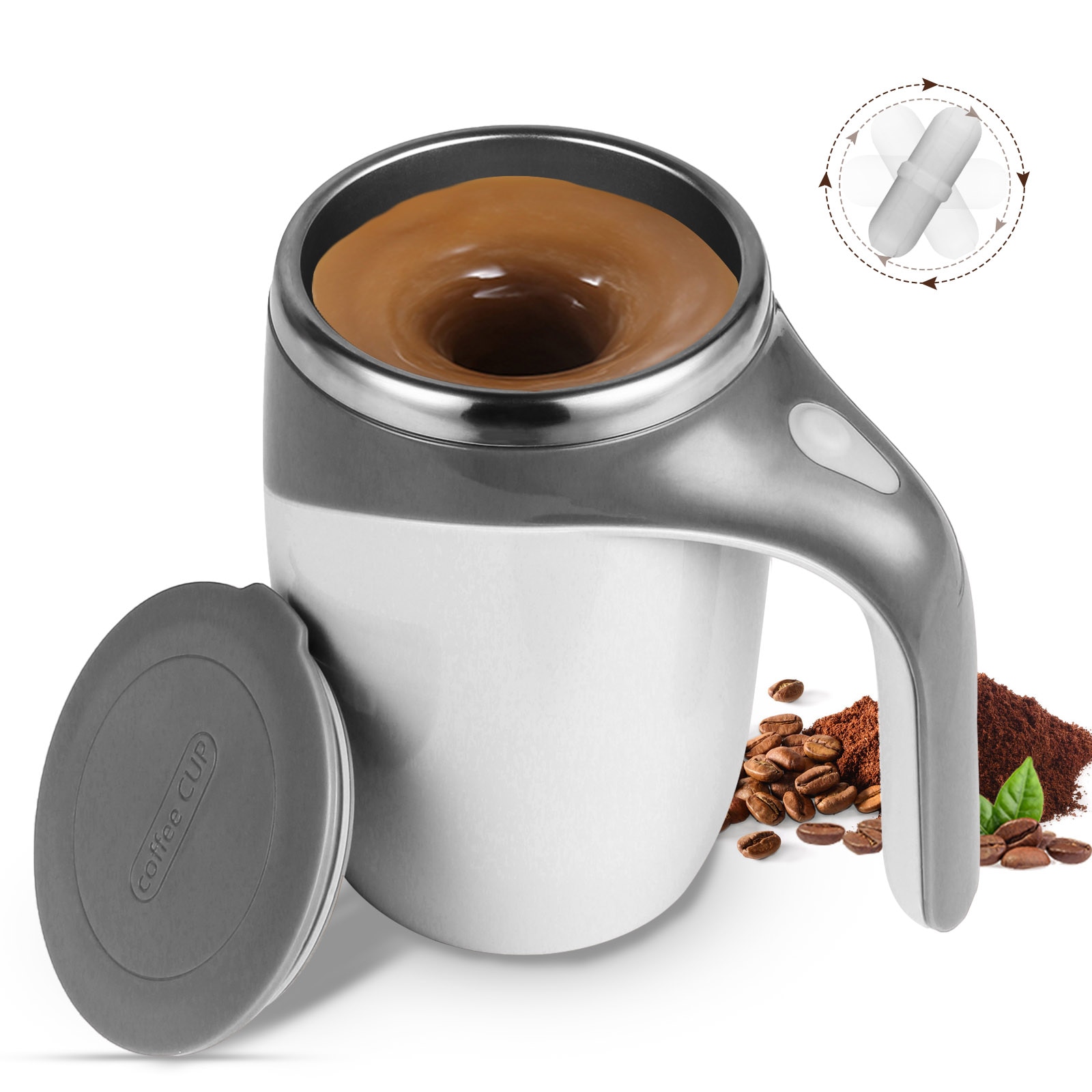PW TOOLS Tasse à café en Verre à Agitation Automatique, Tasse à mélanger  électrique 400 ML, Tasses à café en Verre Portables avec poignée, Tasse à