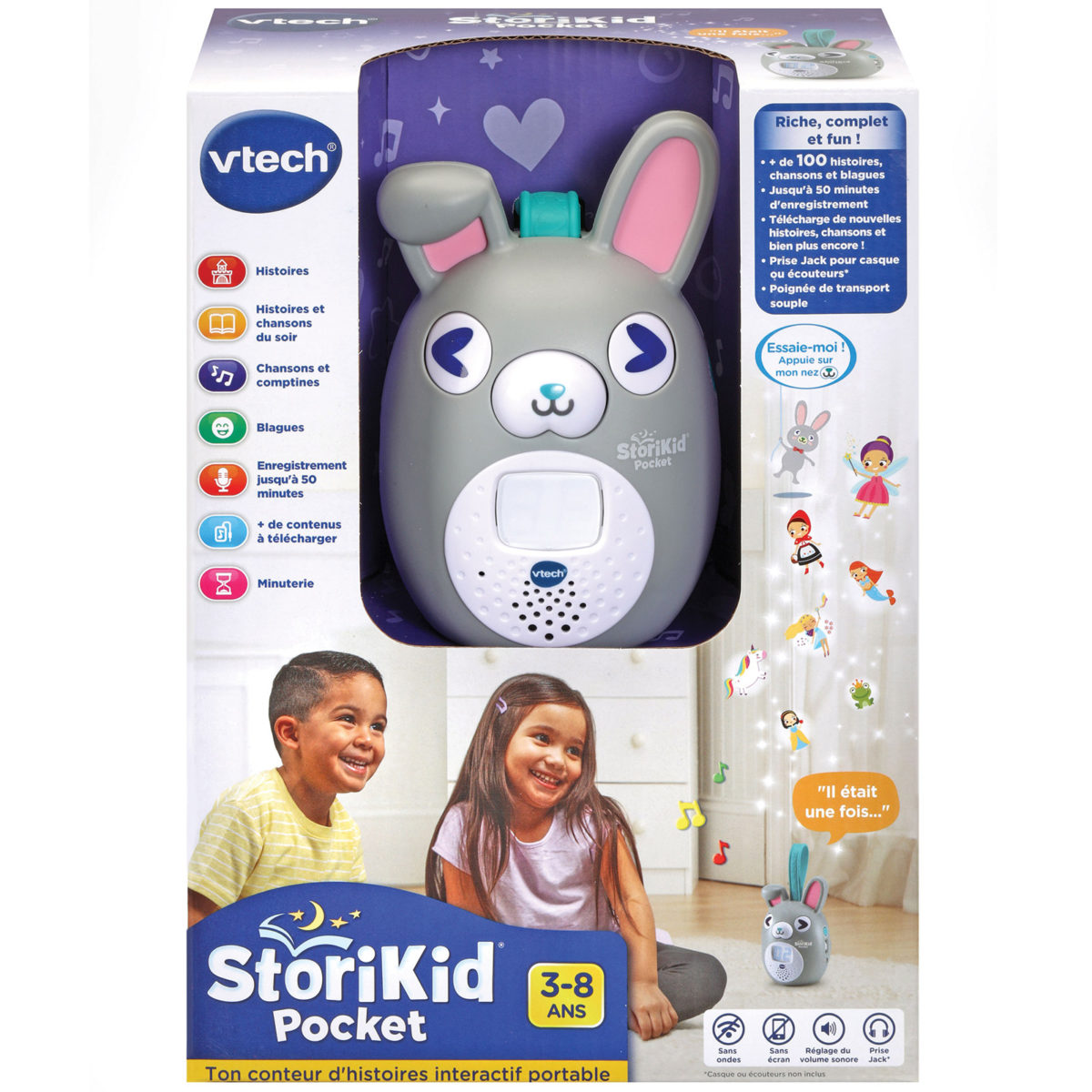 VTech - StoriKid Pocket Gris – Lapin conteur Enfant / 3-8 Ans – Image 1