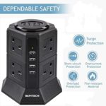 BEPiTECH Rallonge d'alimentation de 3 mètres 8 prises de courant 2500 W avec station de charge 4 USB – Image 5