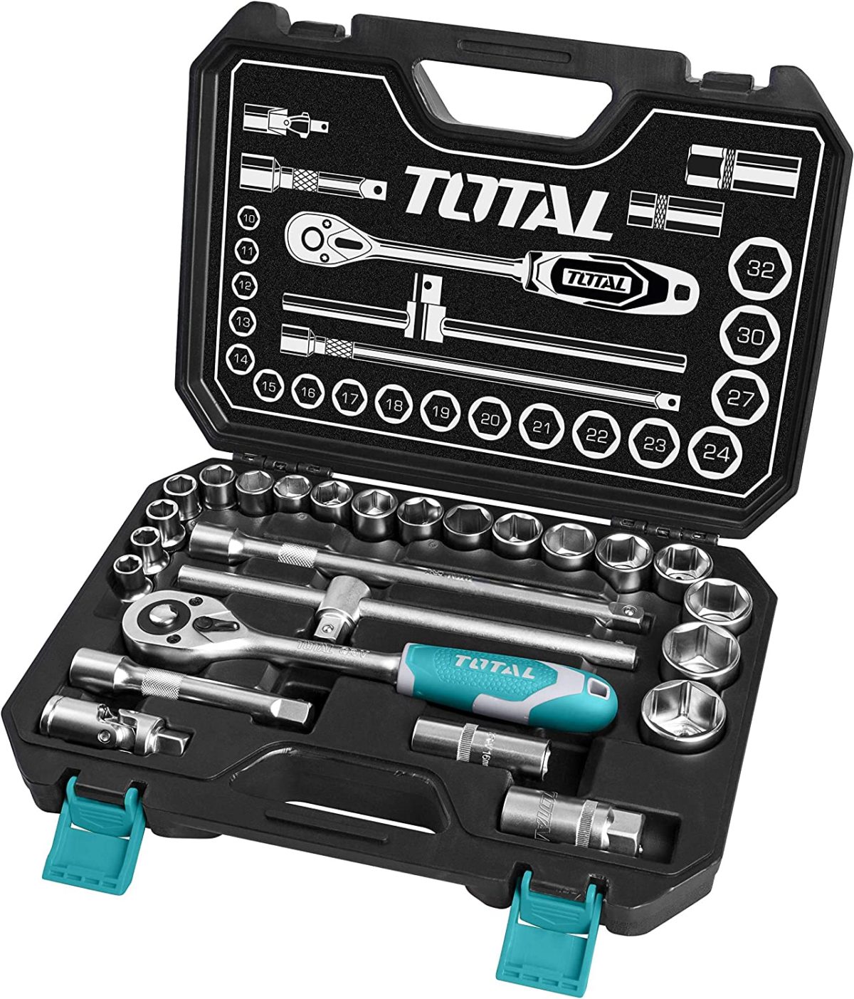 TOTAL Coffret cliquet et douille 25pcs – Image 1