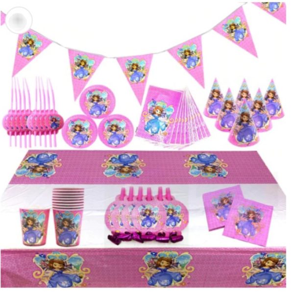 Kit 56 pièces d'anniversaire - Sophia - 6 Enfants