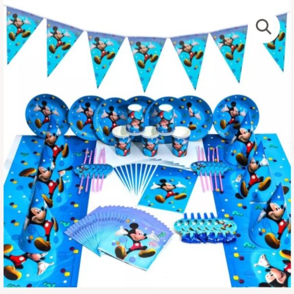 Kit 56 pièces d'anniversaire Mickey - 6 Enfants