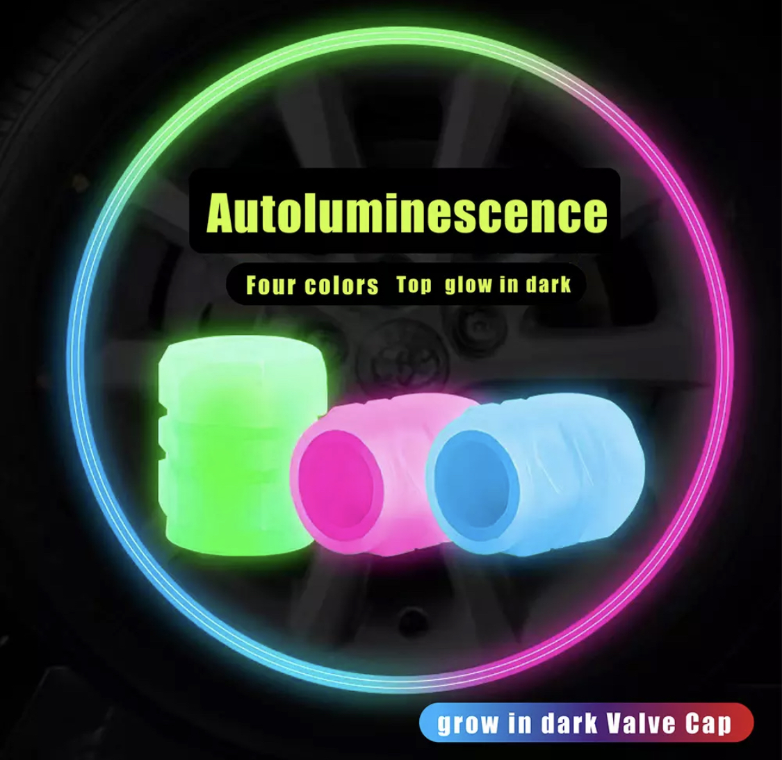 Fluorescent Car Tire Valve Caps 4pcs, Bouchons de Valve de Pneu