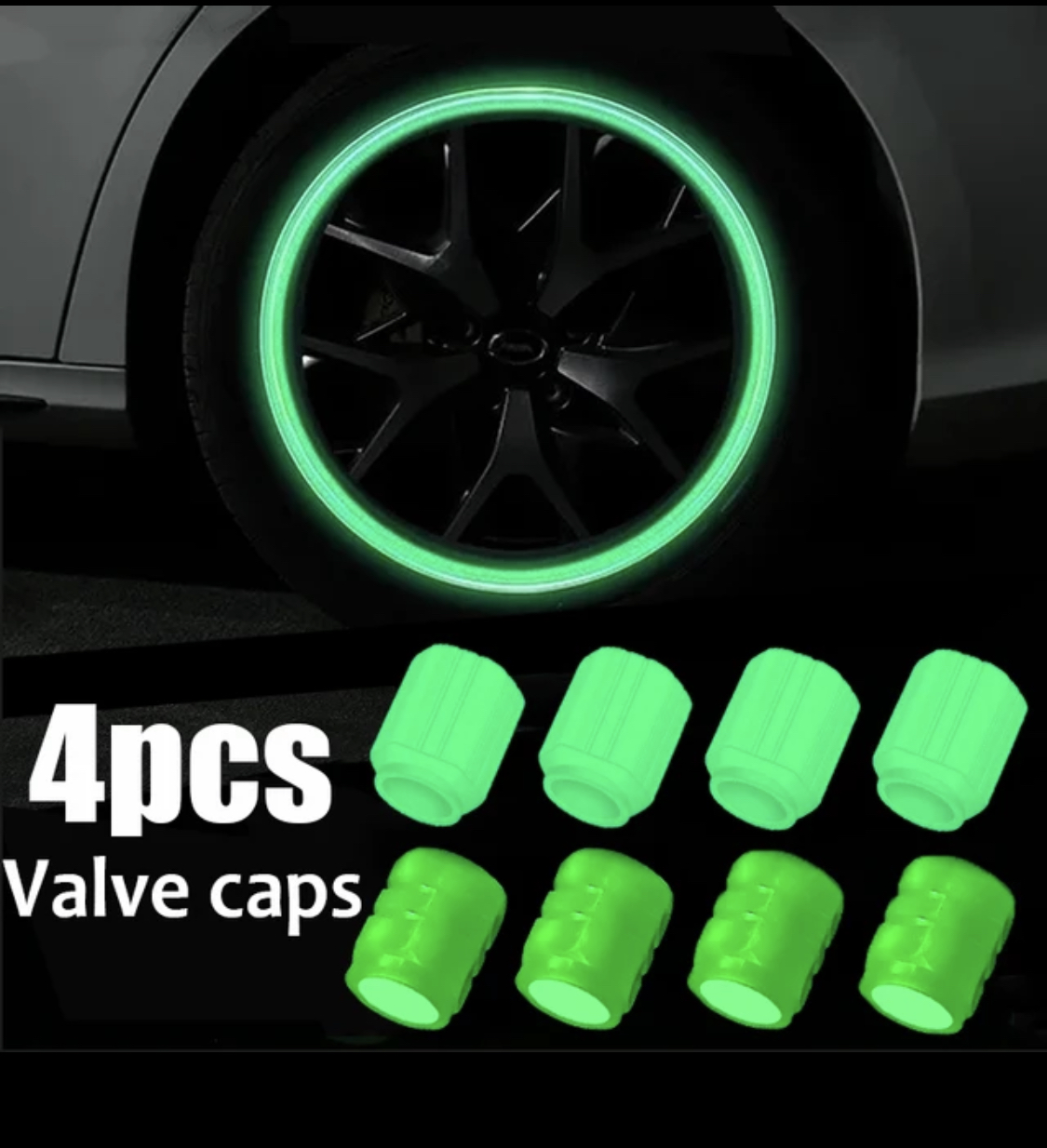 Bouchons de Valve de pneu lumineux – Vert – Kevajo