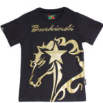 T-shirt Enfant Burkindi avec motif Etalon à col rond - Noir/Multicolore