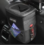 HOTOR Poubelle de voiture avec couvercle et sac de rangement - Noir