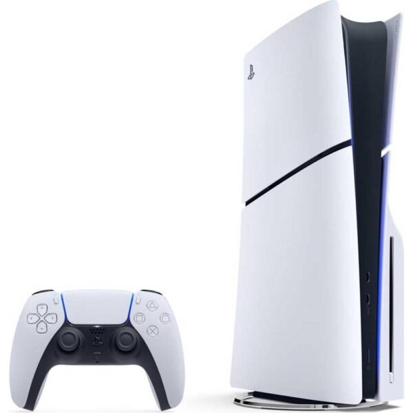 Sony PlayStation 5 console (digital edition) with wireless DualSense controller on white background.