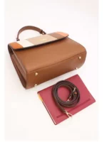 Sac à Main à Rabat Patchwork à bandoulière - TOM & EVA - Marron – Image 2