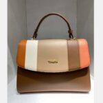 Sac à Main à Rabat Patchwork à bandoulière - TOM & EVA - Marron