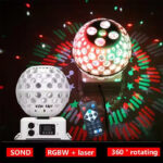 Projecteur Boule Disco rotative stroboscopique, lumière de scène en cristal, effet magique – Image 4