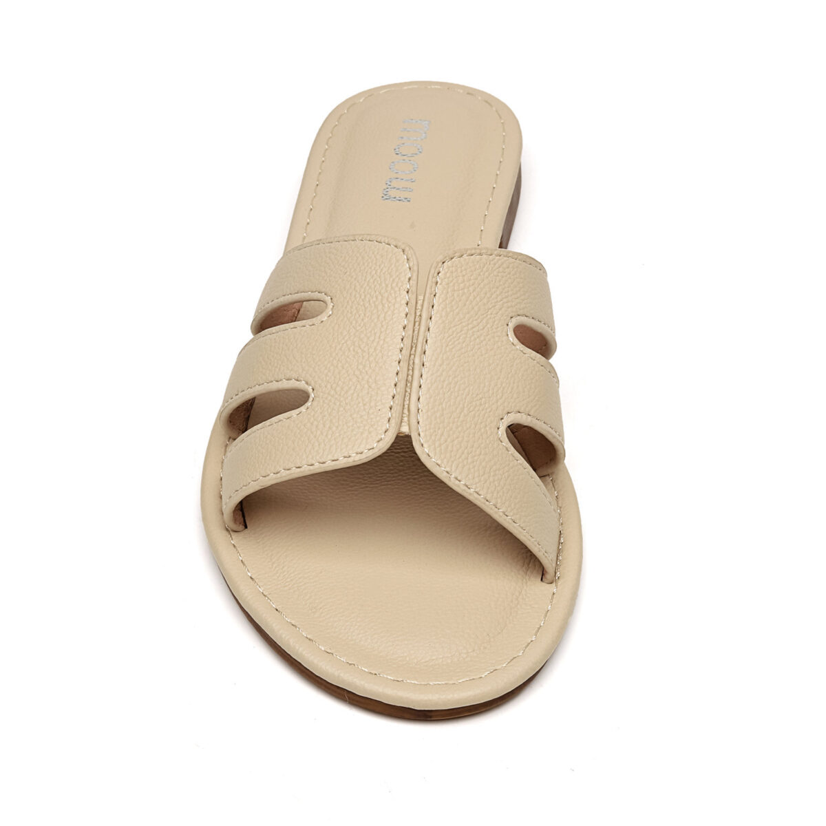 Sandales plates en simili cuir - Moow - Nude – Image 2