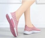 Baskets Plats en Maille Respirante pour Femme - Rose