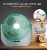 Ventilateur de table puissant rechargeable avec lumière LED