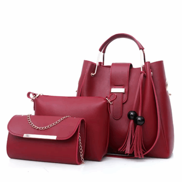 Sac à main à bandoulière Dame 3 en 1 rouge