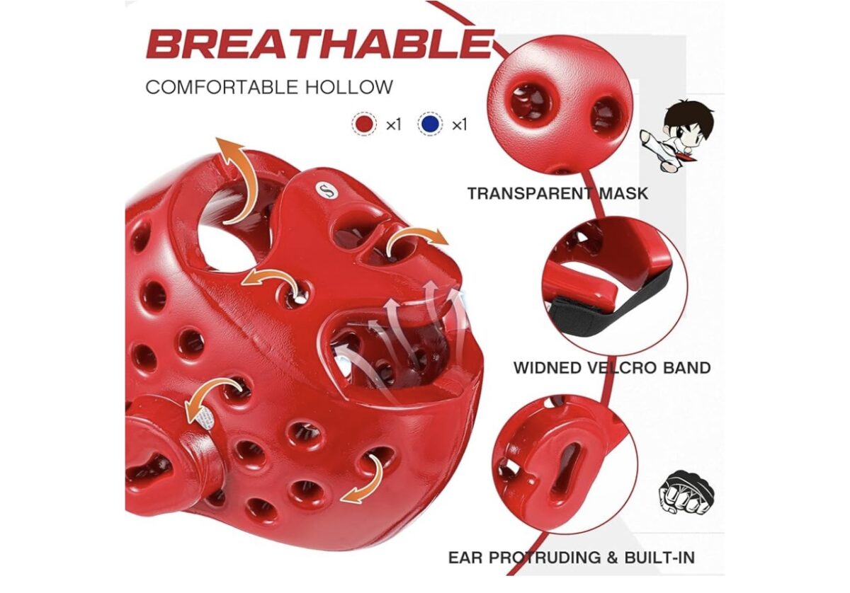 Casque de Karate ROUGE – Image 4