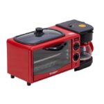 SMART TECHNOLOGY Machine Petit-Déjeuner 3-en-1 Multifonction (STPE-4006PR) – FOUR, CAFETIÈRE ET POÊLE (Plaque chauffante) -7L-1050W -Rouge-Noir – Image 3
