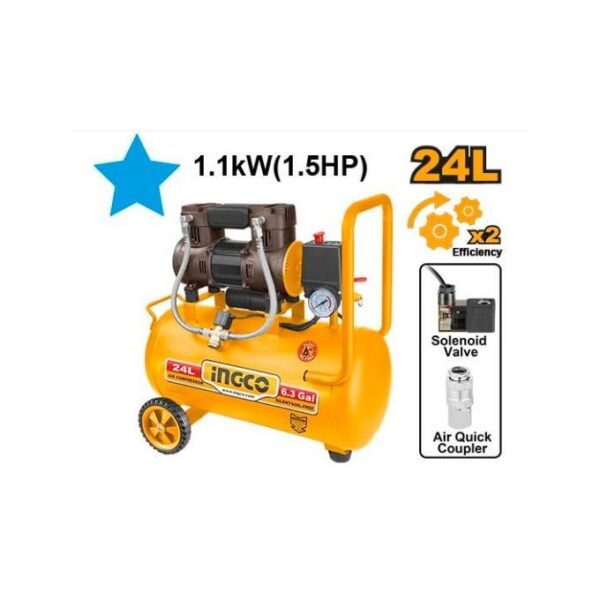 Ingco COMPRESSEUR A AIR 24L /1.1 KW(1,5HP) 220-240V~50Hz / ACS111242