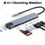 TYPE-C 8 en 1 à HDTV Hub Station d'accueil Gris / Noir
